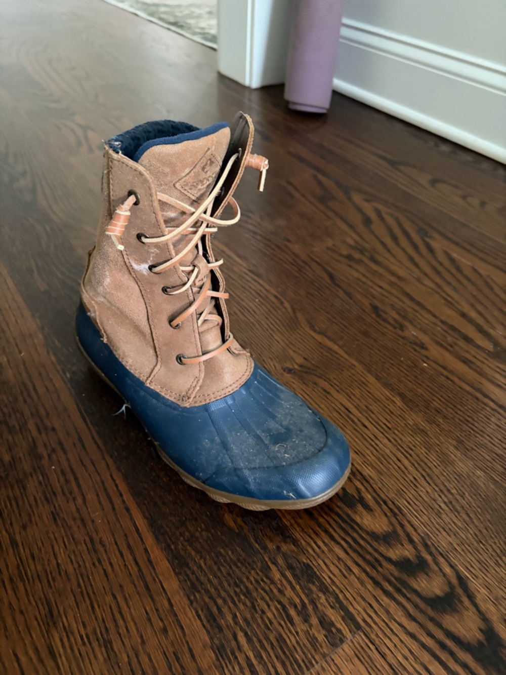 Sperry Women's Brown Suede & Navy Rubber Duck Boot
